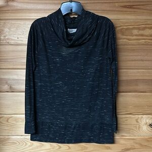 Loft  Black Heathered Long Sleeve Cowlneck Shirt Size XS